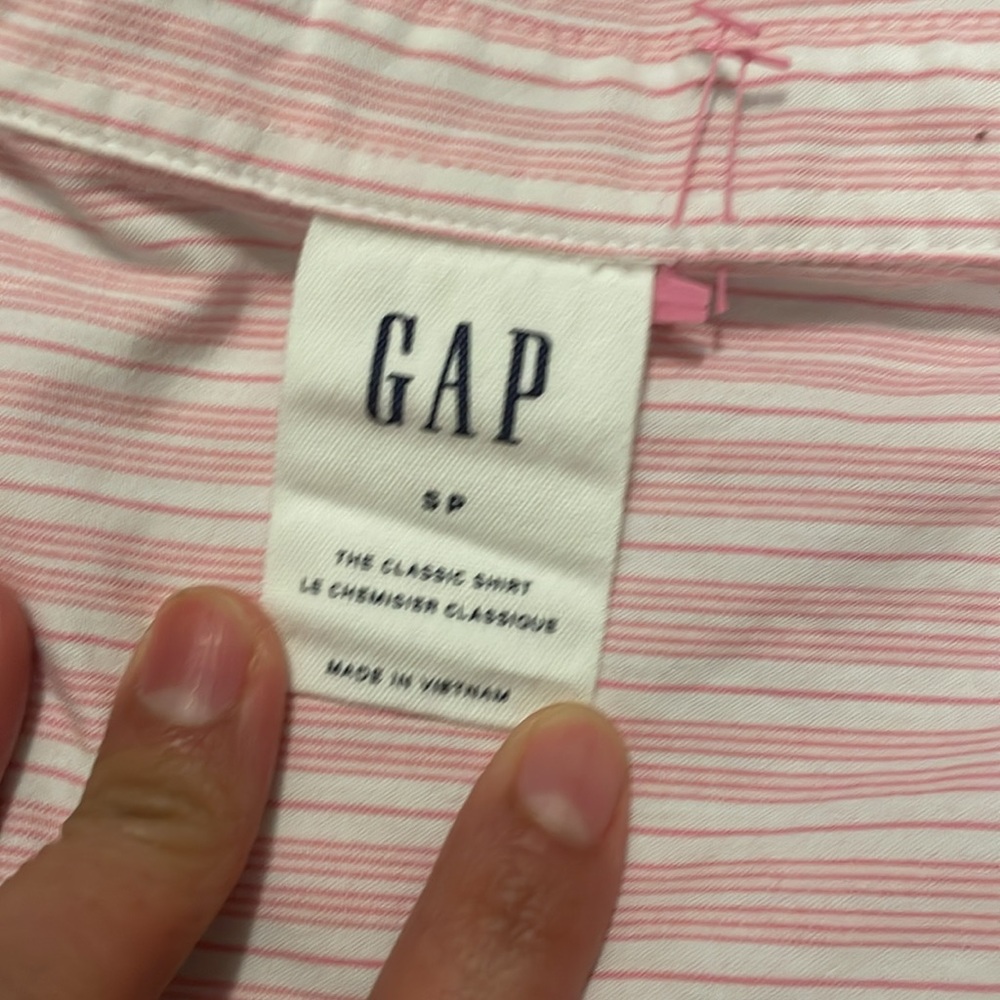 Gap, pure cotton, button-down long sleeve shirt for women, pink and white size S - Picture 4 of 5